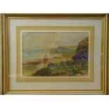 Olive Braidwood framed and glazed watercolour of a coastal scene, signed bottom right, 29.5 x 44.