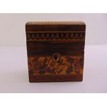 A Victorian rectangular Tunbridge ware box decorated with stylised leaves and flowers, A/F