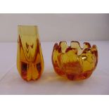 Whitefriars orange glass bowl and matching vase