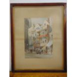 Ernest George framed and glazed polychromatic print of Fleet Street London, 34.5 x 20cm