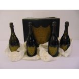 Four Dom Perignon vintage 1980 75cl bottles and an original Dom Perignon packaging box