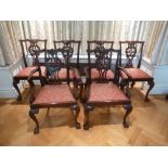 A set of six mahogany Chippendale style dining chairs to include two carvers