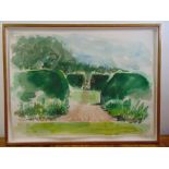 Duran framed and glazed watercolour of the hedges at Glynbourne, signed bottom right and dated 1997,