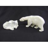 Two Royal Copenhagen figurines of Polar Bears 326 and 729, marks to the bases