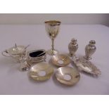A quantity of silver to include condiments, a bonbon dish and a Kiddush cup (13)