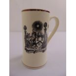 Grays Pottery Stoke on Trent Masonic mug with crest and dedication to sides, marks to the base