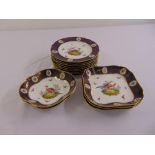 A set of 19th century hand painted Spode plates and bowls decorated with birds and floral sprays