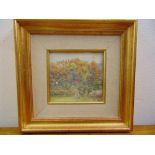 Helen Clapcott framed and glazed watercolour of flowers in a garden, signed bottom right, 12 x 12.