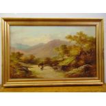 J. Barclay (Horace Hammond) framed oil on canvas of a Highland scene with figures on a road in the