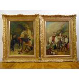 T. Roberts two framed oils on panel of farmyard scenes, signed bottom right, 39 x 27.5cm each