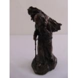 J. D'Aste bronze figurine of an elderly lady, signed and stamped to the base 2815