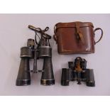 WWII German U-boat binoculars and a pair of military Bausch & Lomb binoculars in fitted leather