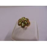 9ct gold peridot and seed pearl cocktail ring, approx total weight 5.4g