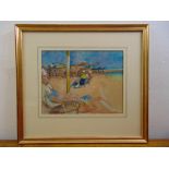 William Bowyer framed and glazed watercolour of figures on a beach, signed dated 1978, 22.5 x 29.5cm