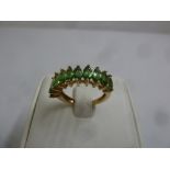 9ct yellow gold and green tourmaline half eternity ring, approx total weight 3.8g