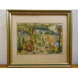 Christopher Banahan framed and glazed oil on board titled Steel Dawn from Primrose Hill dated 1986