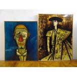 Bernard Buffet a polychromatic print of a clown and a polychromatic print of a matador circa 1970,