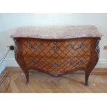 A French Louis XVI style kingswood chest of drawers with detachable marble top with gilded metal