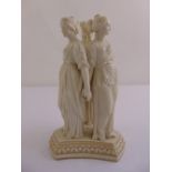 Parianware figural group of three graces on triform part gilded triform base