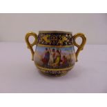 A Vienna two handled sugar bowl decorated to the sides with classical figures, beehive mark to base