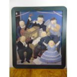 After Ferdinand Botero framed polychromatic print of musicians in a band, 105.5 x 91cm
