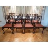 Eight mahogany Chippendale style dining chairs to include two carvers