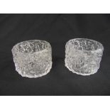 A pair of Whitefriars candle holders of circular crackle glass in original packaging