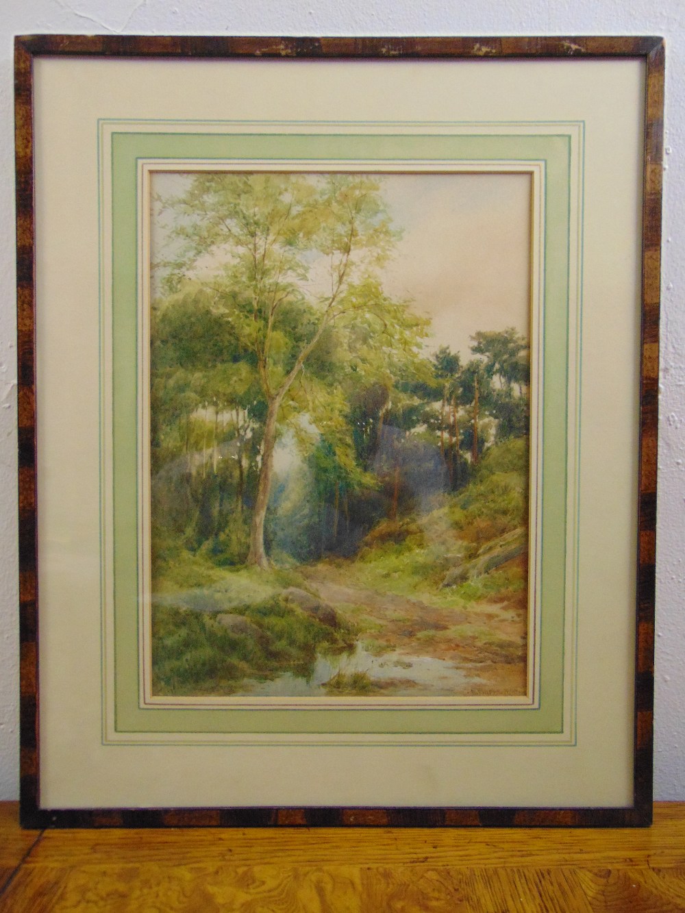 Edmund Phipps framed and glazed watercolour of a river and trees, signed bottom right, 34 x 24.5cm