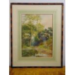 Edmund Phipps framed and glazed watercolour of a river and trees, signed bottom right, 34 x 24.5cm