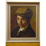 Adolf Adler framed oil on canvas of a boy wearing a cap, signed bottom right, 33.5 x 27.5cm ARR