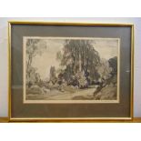 Leonard Russell Squirrell framed and glazed monochromatic etching titled Stoke by Nayland Suffolk,