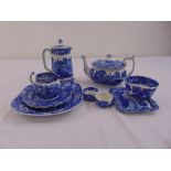 A quantity of Spode Italian 19th century blue and white ceramics to include teapot, milk jug,