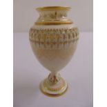 A Royal Worcester reticulated vase by George Owen bearing the gold Royal Worcester back stamp, (some