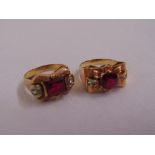 Two 9ct yellow gold Art Deco style dress rings, approx total weight 8.9g