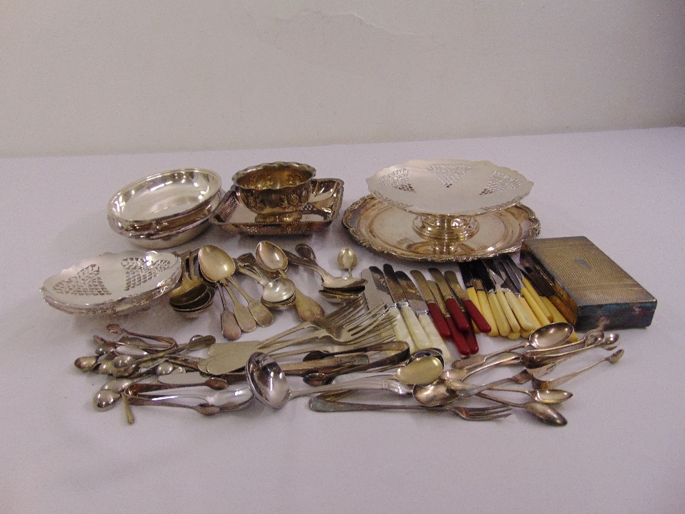 A quantity of silver plate to include trays, dishes and flatware