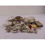 A quantity of silver plate to include trays, dishes and flatware