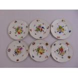 Six Herend plates hand painted with floral sprays