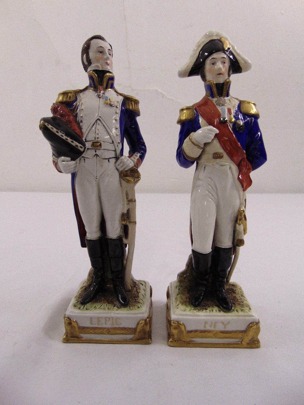 Two porcelain figurines of French military generals Nay and Lepi