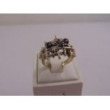 9ct white gold, sapphire and diamond ring, approx total weight 7.4g