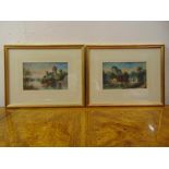 A pair of framed and glazed watercolours of English landscapes, 12.5 x 21cm