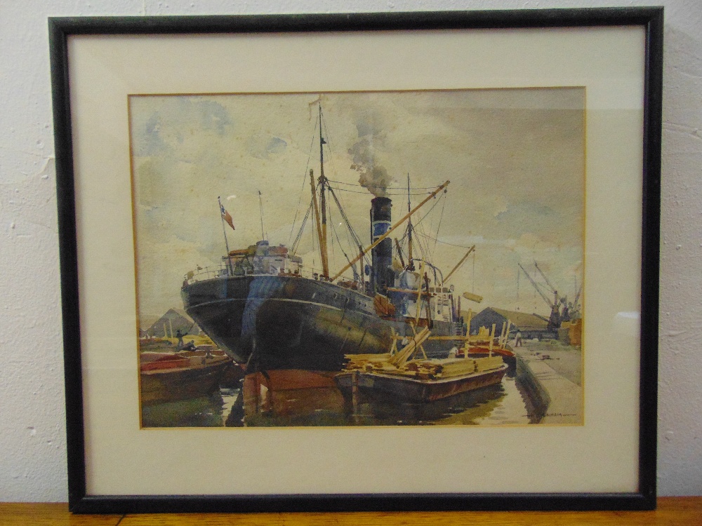 Henry James Denham a pair of framed and glazed watercolours of marine scenes, 29 x 39cm and 27 x - Image 2 of 2