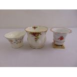 A Herend cache pot, a Minton cache pot and a Royal Albert Old Country Roses cache pot