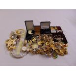 A quantity of costume jewellery to include necklaces, bracelets, earrings, rings and watches