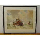 Henry James Denham a pair of framed and glazed watercolours of marine scenes, 29 x 39cm and 27 x