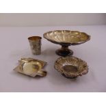 A quantity of silver and white metal to include a nut dish, a bonbon dish and a Chinese beaker