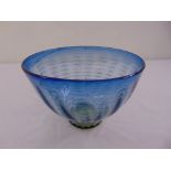 Whitefriars circular blue threaded bowl on rim foot