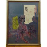 Felix Topolski framed and glazed polychromatic lithographic print of figures, 80/150 signed bottom