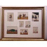 A framed and glazed montage of images of tribal figures depicting various occupations