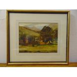 C Yudkin framed and glazed watercolour of a country landscape signed bottom right, 18.5 x 24.5cm