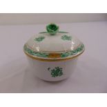 Herend covered dish decorated with floral sprays and with bud finial